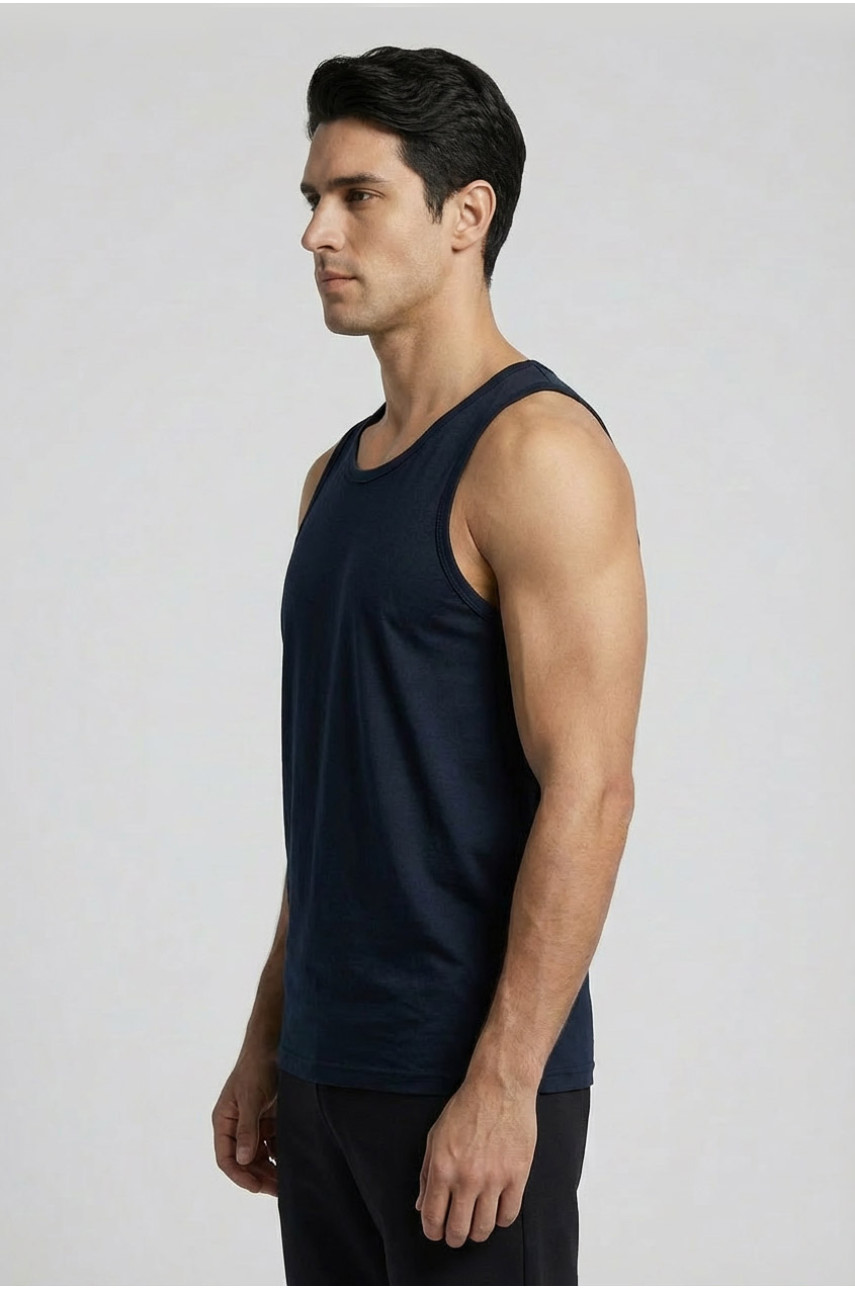 Майка чоловіча однотонна темно-синього кольору 1111 209637
