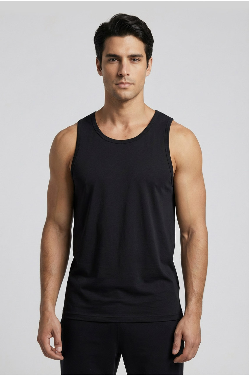 Майка чоловіча однотонна чорного кольору 1111 209638