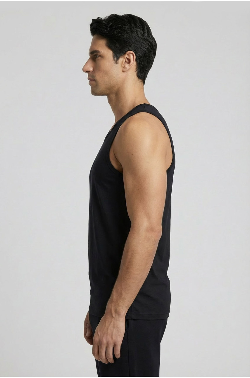 Майка чоловіча однотонна чорного кольору 1111 209638