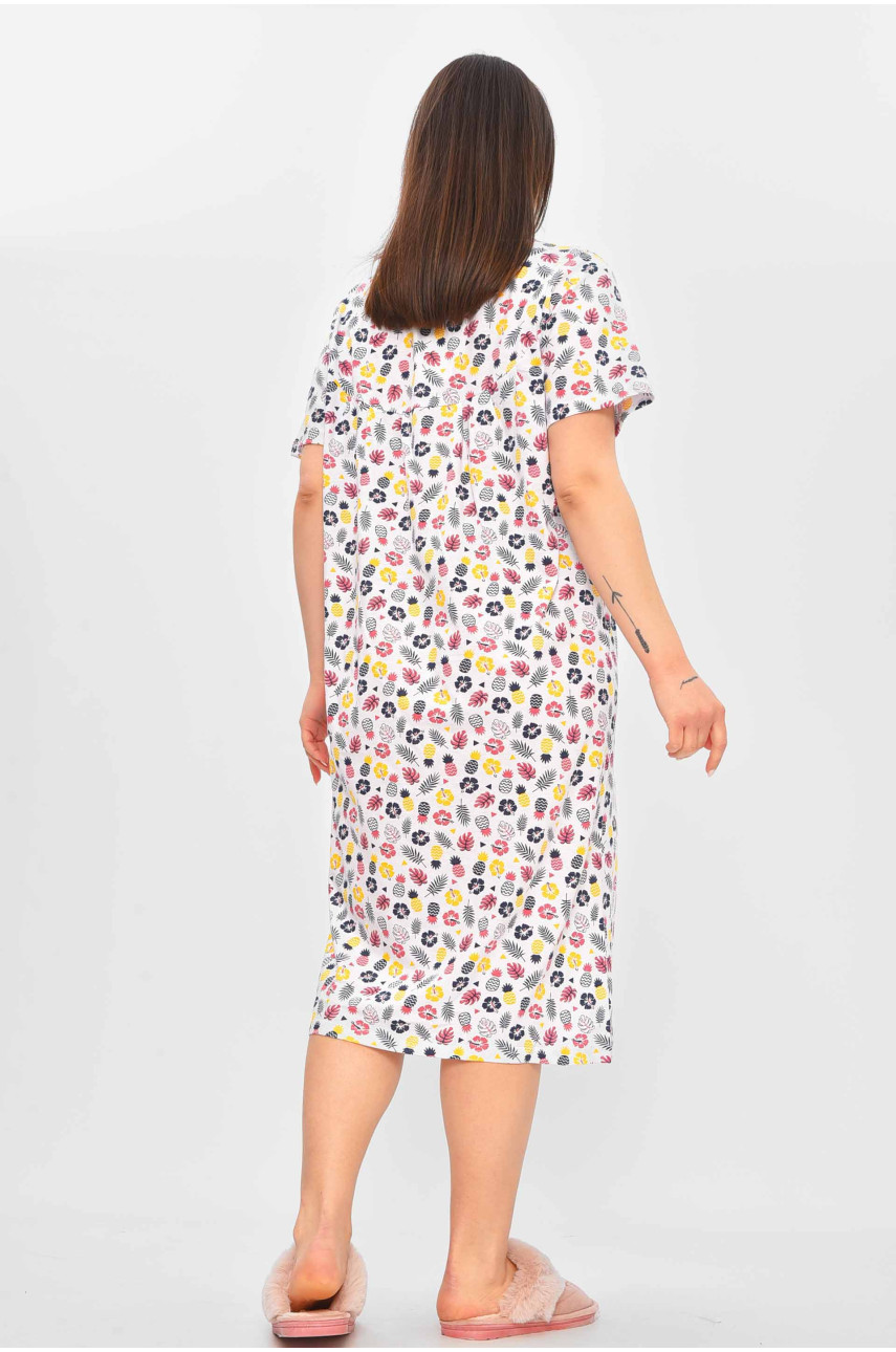 Ночная рубашка женская полубатальная белого цвета с принтом 303 209639 Ночная рубашка женская полубатальная белого цвета с принтом 303 209639