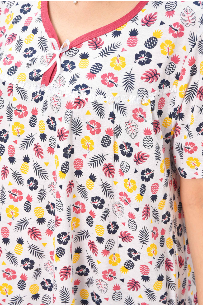 Ночная рубашка женская полубатальная белого цвета с принтом 303 209639 Ночная рубашка женская полубатальная белого цвета с принтом 303 209639