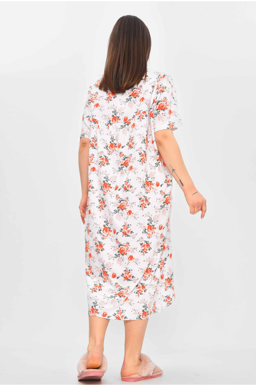 Ночная рубашка женская полубатальная белого цвета с принтом 303 209640 Ночная рубашка женская полубатальная белого цвета с принтом 303 209640