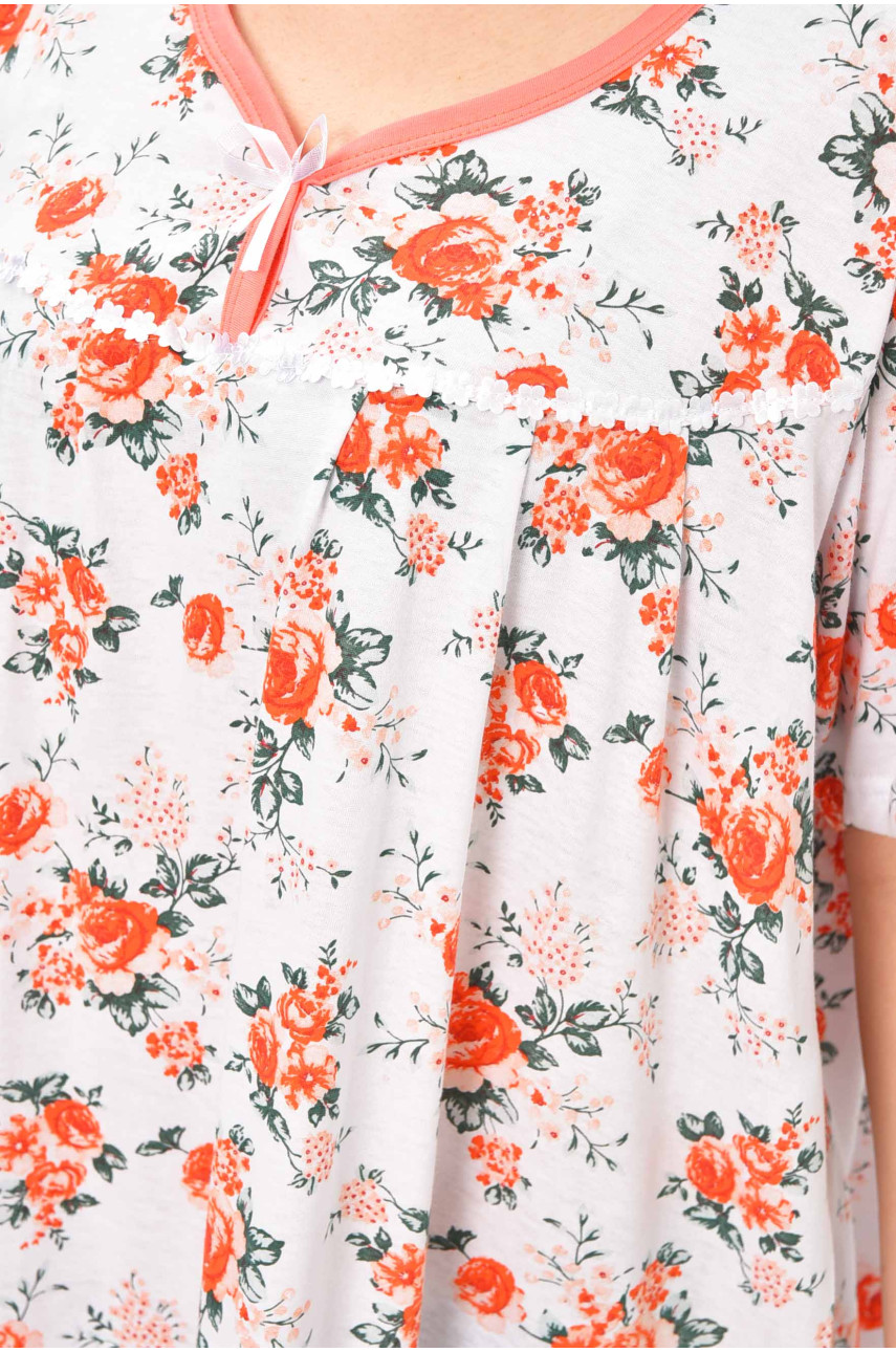 Ночная рубашка женская полубатальная белого цвета с принтом 303 209640 Ночная рубашка женская полубатальная белого цвета с принтом 303 209640