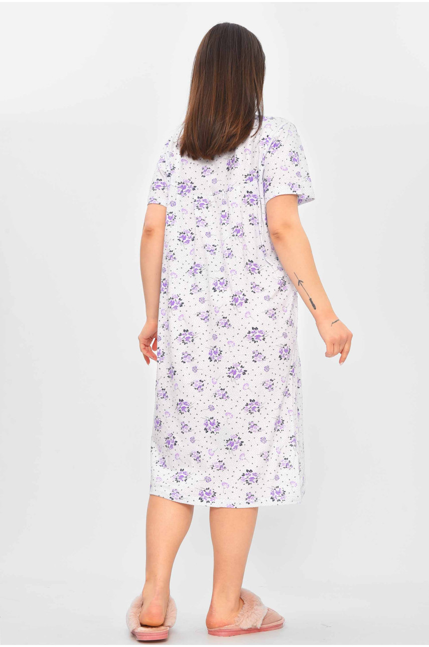 Ночная рубашка женская полубатальная белого цвета с принтом 303 209641 Ночная рубашка женская полубатальная белого цвета с принтом 303 209641