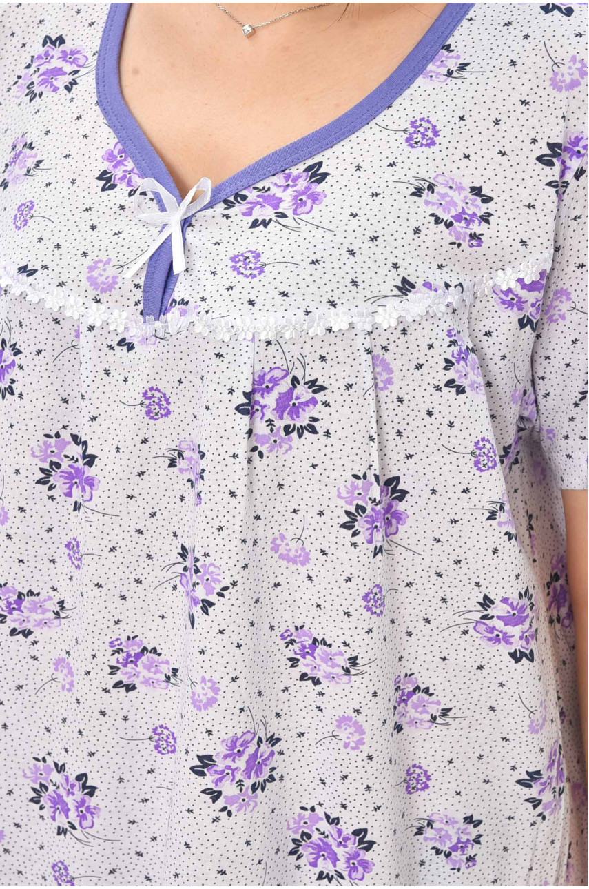 Ночная рубашка женская полубатальная белого цвета с принтом 303 209641 Ночная рубашка женская полубатальная белого цвета с принтом 303 209641
