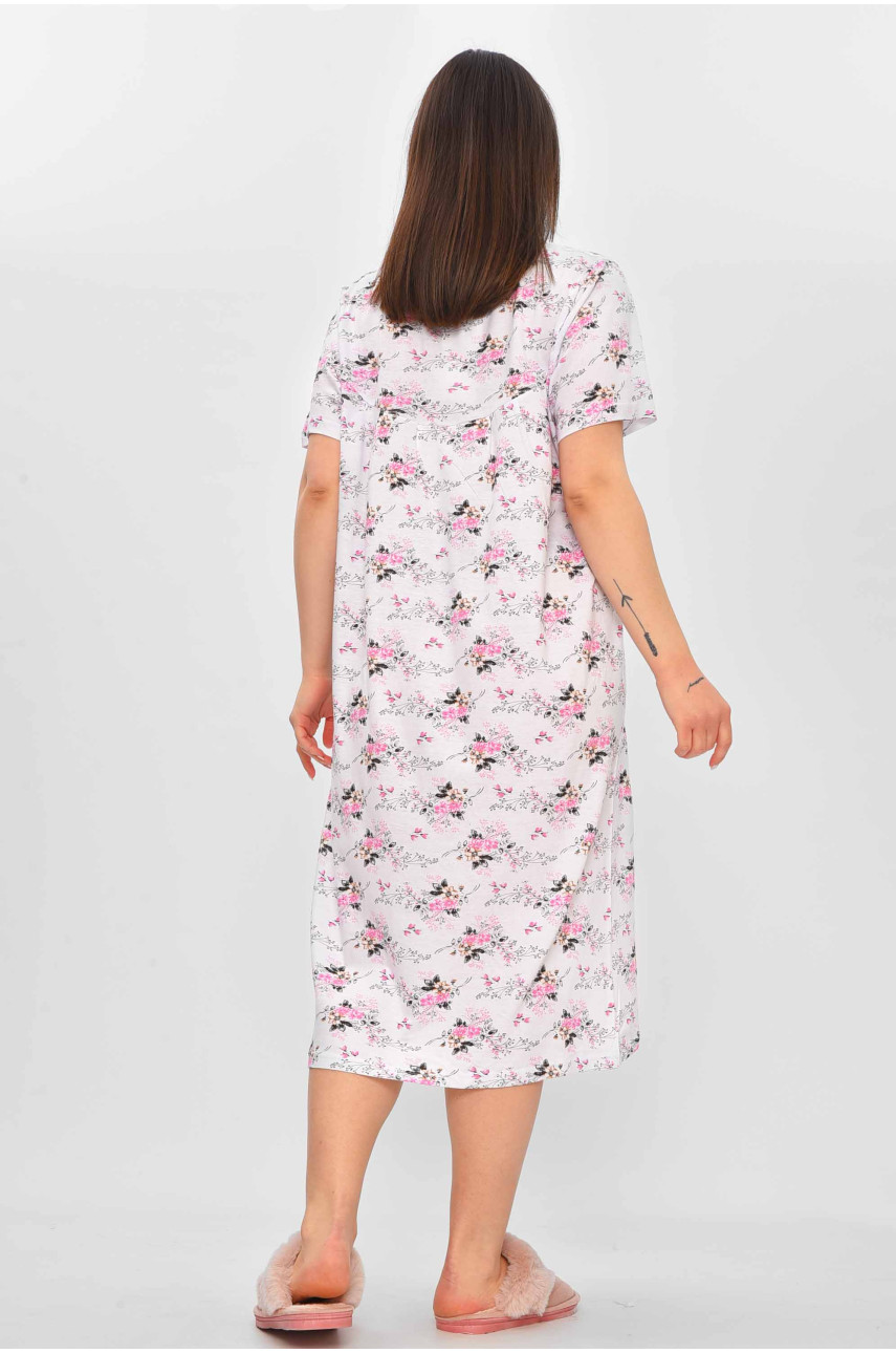 Ночная рубашка женская полубатальная белого цвета с принтом 303 209642 Ночная рубашка женская полубатальная белого цвета с принтом 303 209642