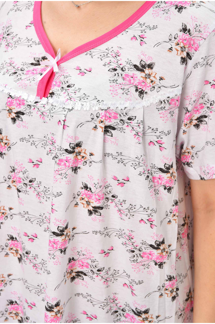 Ночная рубашка женская полубатальная белого цвета с принтом 303 209642 Ночная рубашка женская полубатальная белого цвета с принтом 303 209642