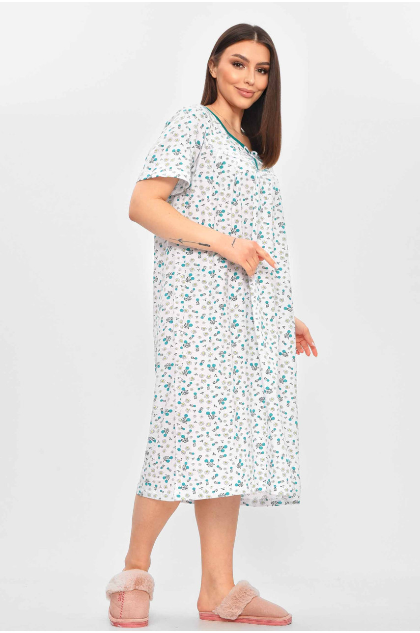 Нічна сорочка жіноча напівбатальна білого кольору з принтом 303 209643