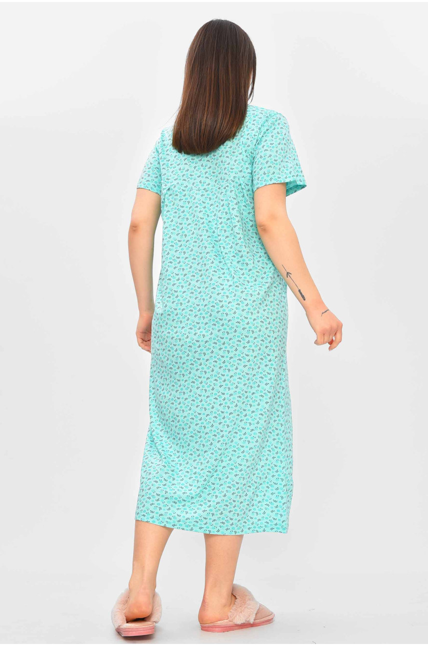 Ночная рубашка женская полубатальная зеленого цвета с принтом 132 209644 Ночная рубашка женская полубатальная зеленого цвета с принтом 132 209644