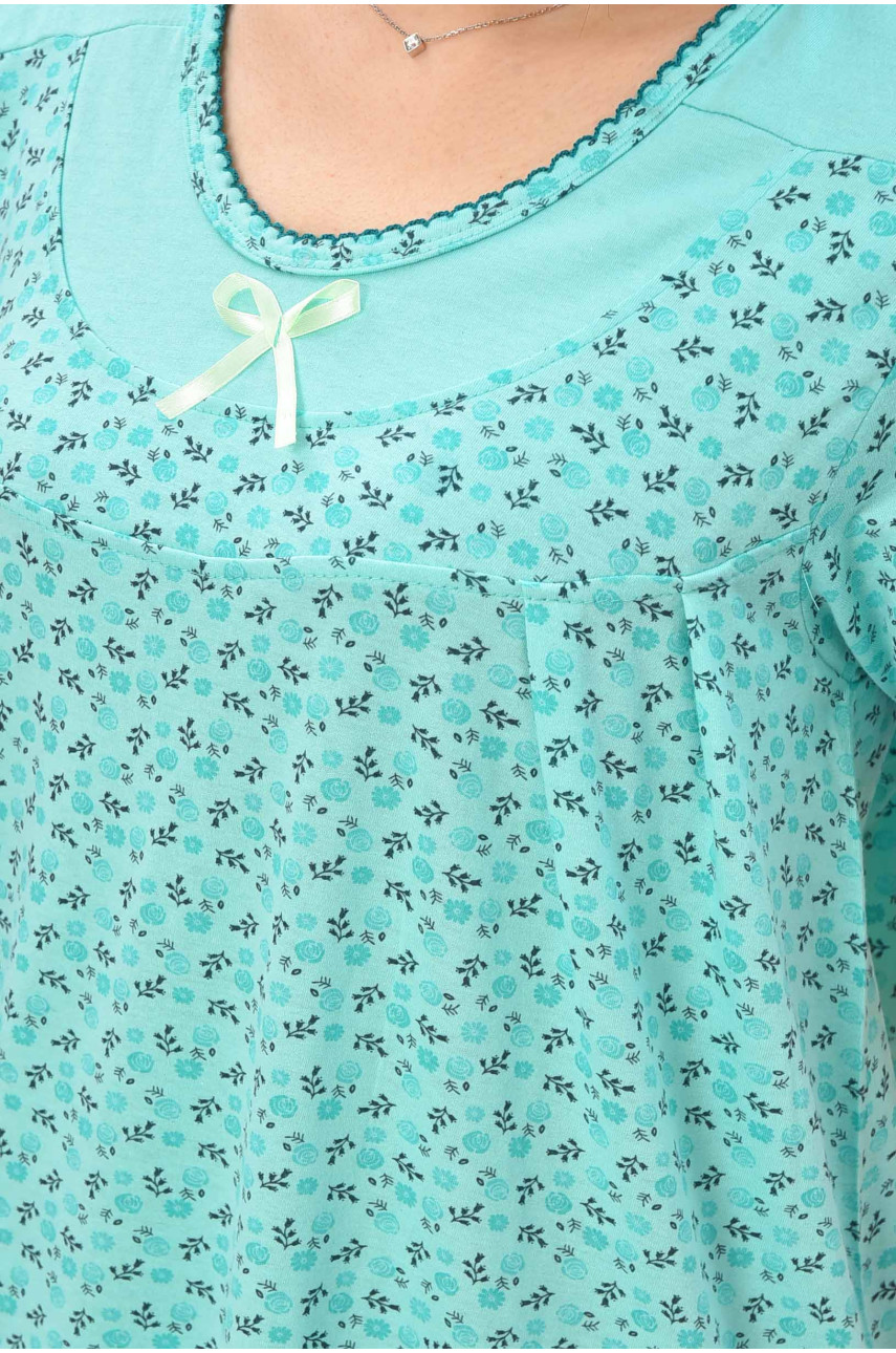 Ночная рубашка женская полубатальная зеленого цвета с принтом 132 209644 Ночная рубашка женская полубатальная зеленого цвета с принтом 132 209644