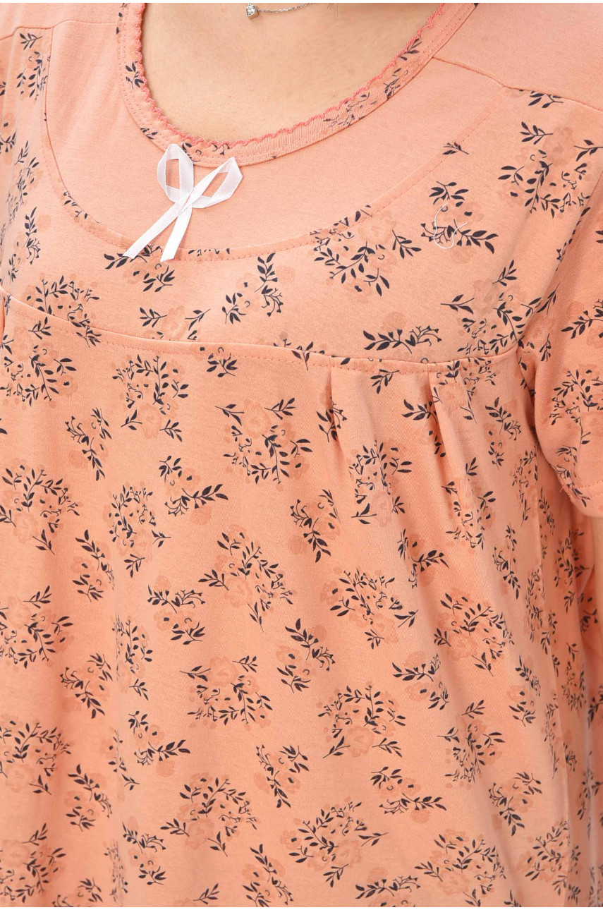 Ночная рубашка женская полубатальная пудрового цвета с принтом 132 209645 Ночная рубашка женская полубатальная пудрового цвета с принтом 132 209645