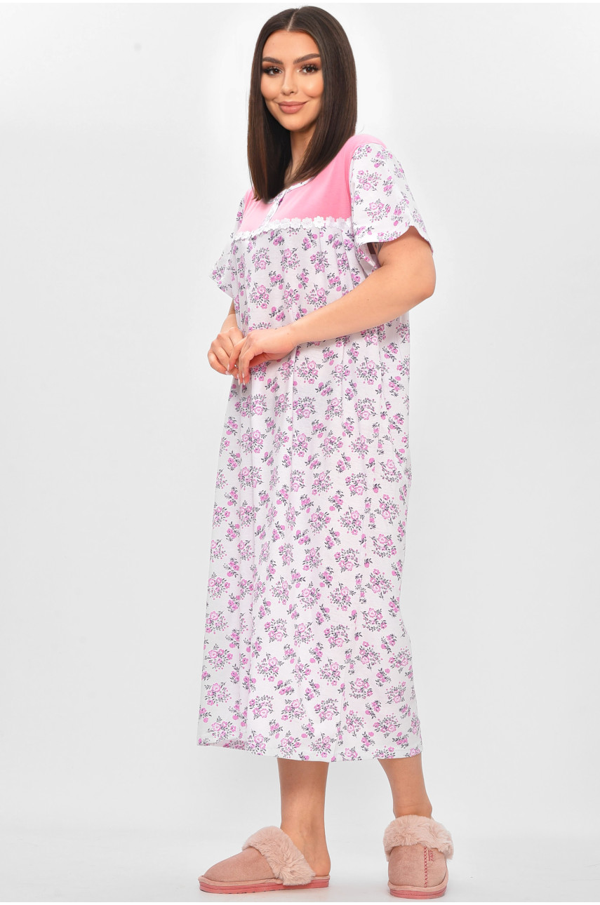 Нічна сорочка жіноча напівбатальна білого кольору з принтом 101 209647