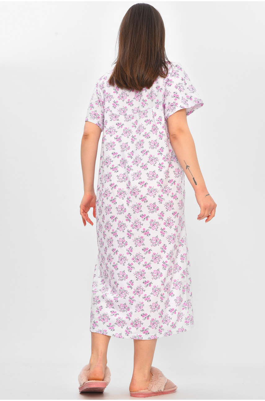 Нічна сорочка жіноча напівбатальна білого кольору з принтом 101 209647 Нічна сорочка жіноча напівбатальна білого кольору з принтом 101 209647