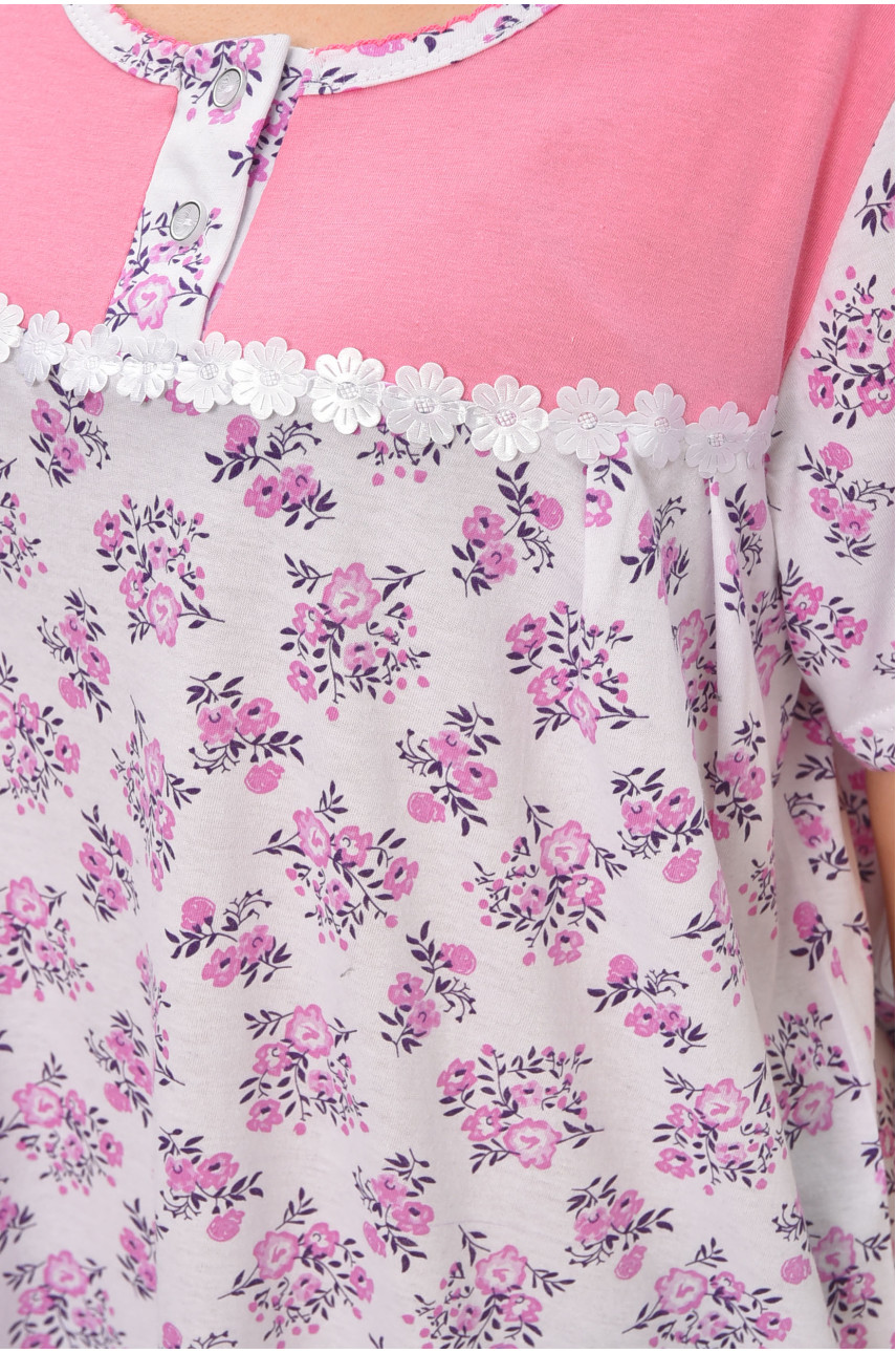 Нічна сорочка жіноча напівбатальна білого кольору з принтом 101 209647 Нічна сорочка жіноча напівбатальна білого кольору з принтом 101 209647