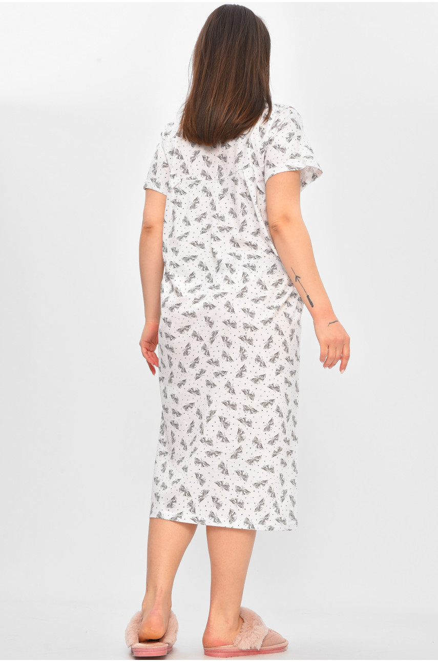 Ночная рубашка женская полубатальная белого цвета с принтом 101 209648 Ночная рубашка женская полубатальная белого цвета с принтом 101 209648