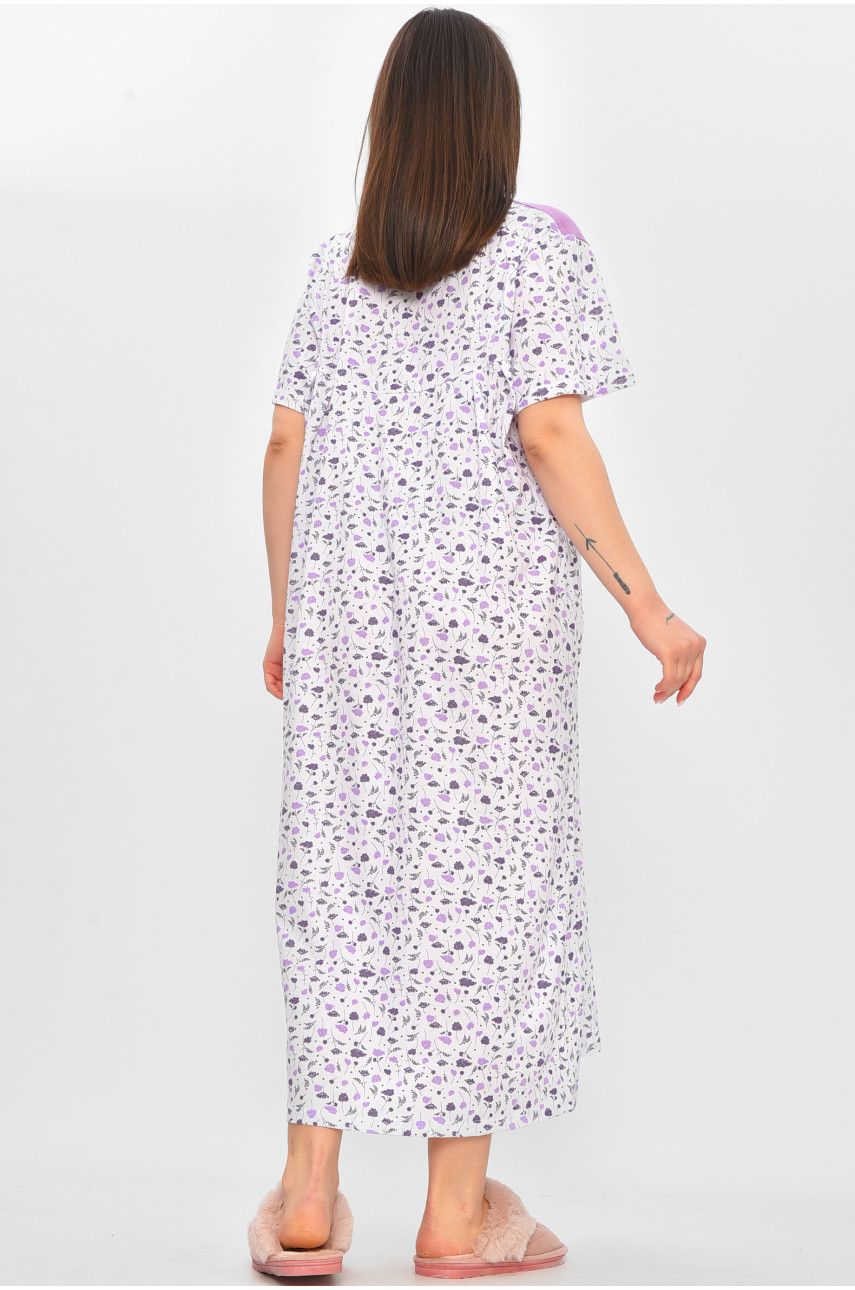 Ночная рубашка женская полубатальная белого цвета с принтом 101 209649 Ночная рубашка женская полубатальная белого цвета с принтом 101 209649