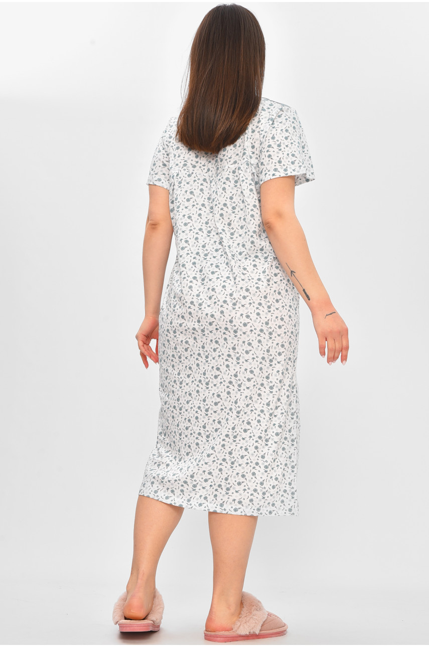 Ночная рубашка женская полубатальная белого цвета с принтом 101 209650 Ночная рубашка женская полубатальная белого цвета с принтом 101 209650