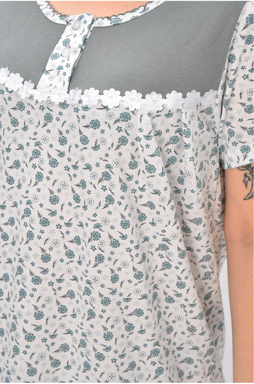 Ночная рубашка женская полубатальная белого цвета с принтом 101 209650 Ночная рубашка женская полубатальная белого цвета с принтом 101 209650