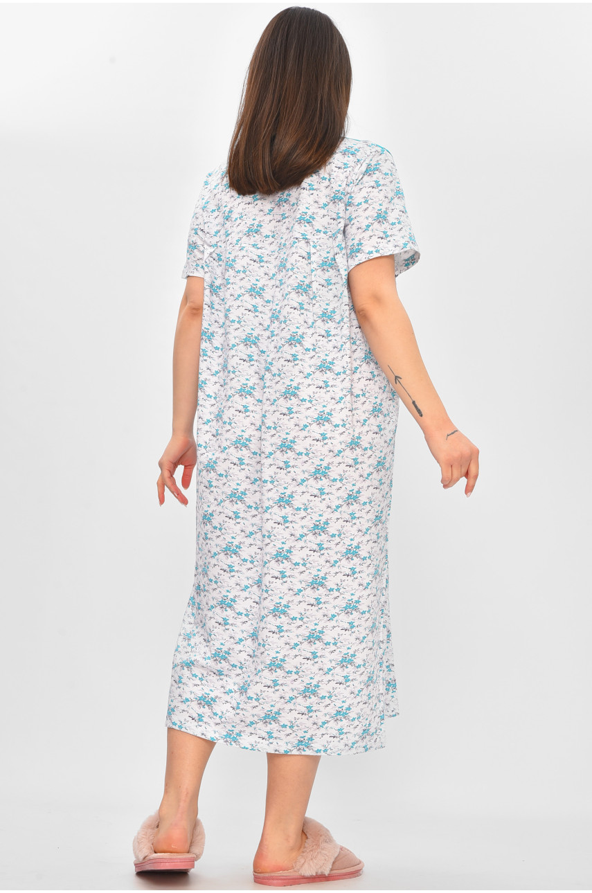 Ночная рубашка женская полубатальная белого цвета с принтом 101 209651 Ночная рубашка женская полубатальная белого цвета с принтом 101 209651