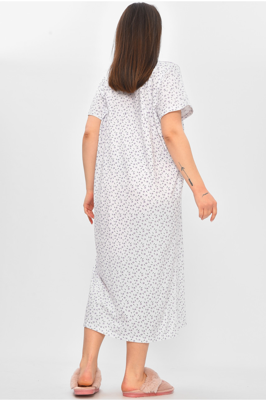 Ночная рубашка женская полубатальная белого цвета с принтом 101 209652 Ночная рубашка женская полубатальная белого цвета с принтом 101 209652