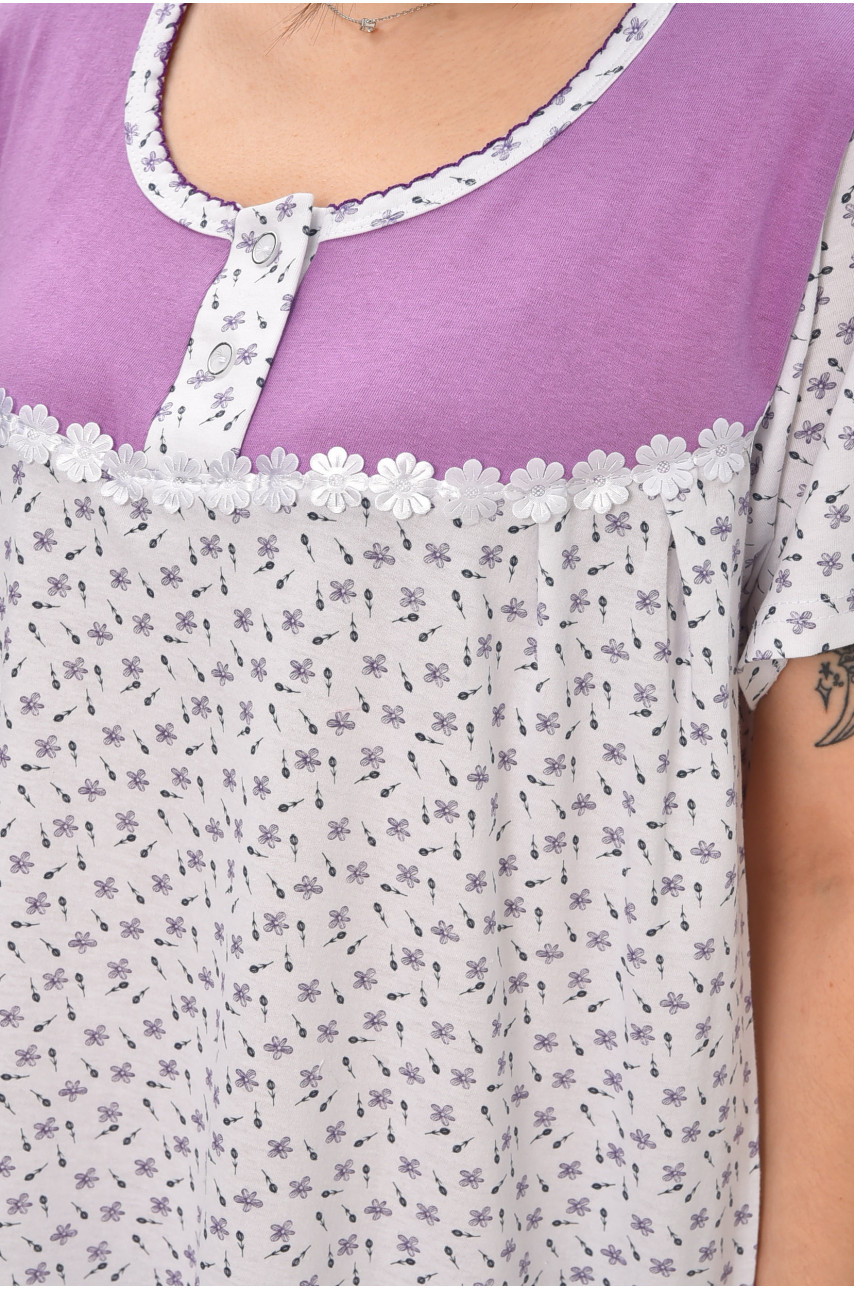 Ночная рубашка женская полубатальная белого цвета с принтом 101 209652 Ночная рубашка женская полубатальная белого цвета с принтом 101 209652