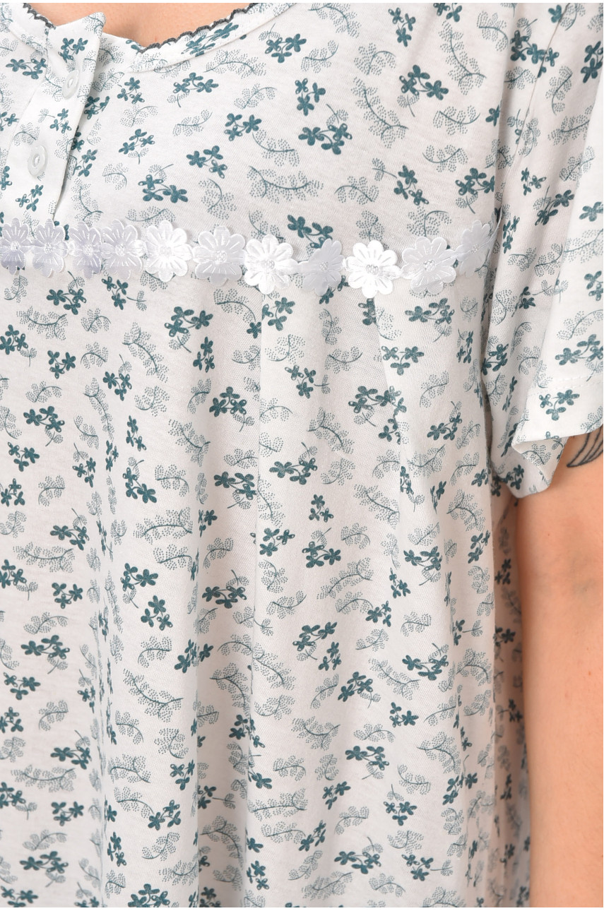 Ночная рубашка женская полубатальная белого цвета с принтом 101 209653 Ночная рубашка женская полубатальная белого цвета с принтом 101 209653