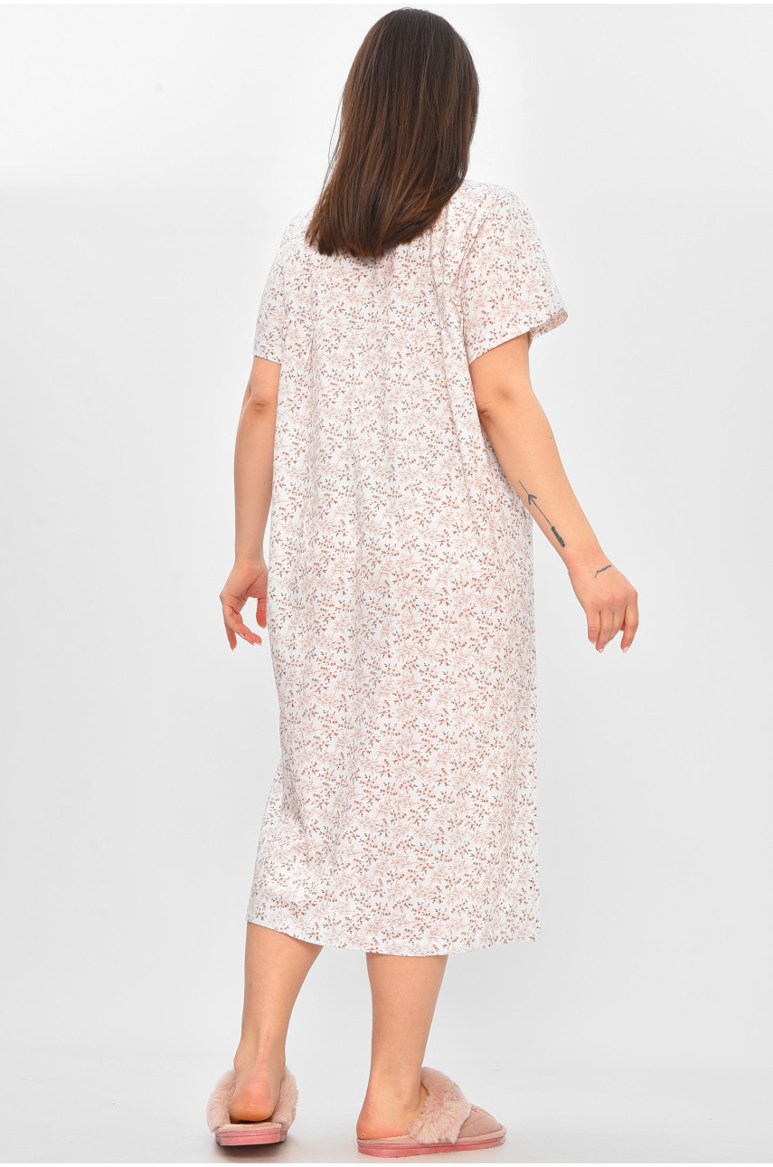 Ночная рубашка женская полубатальная белого цвета с принтом 101 209654 Ночная рубашка женская полубатальная белого цвета с принтом 101 209654