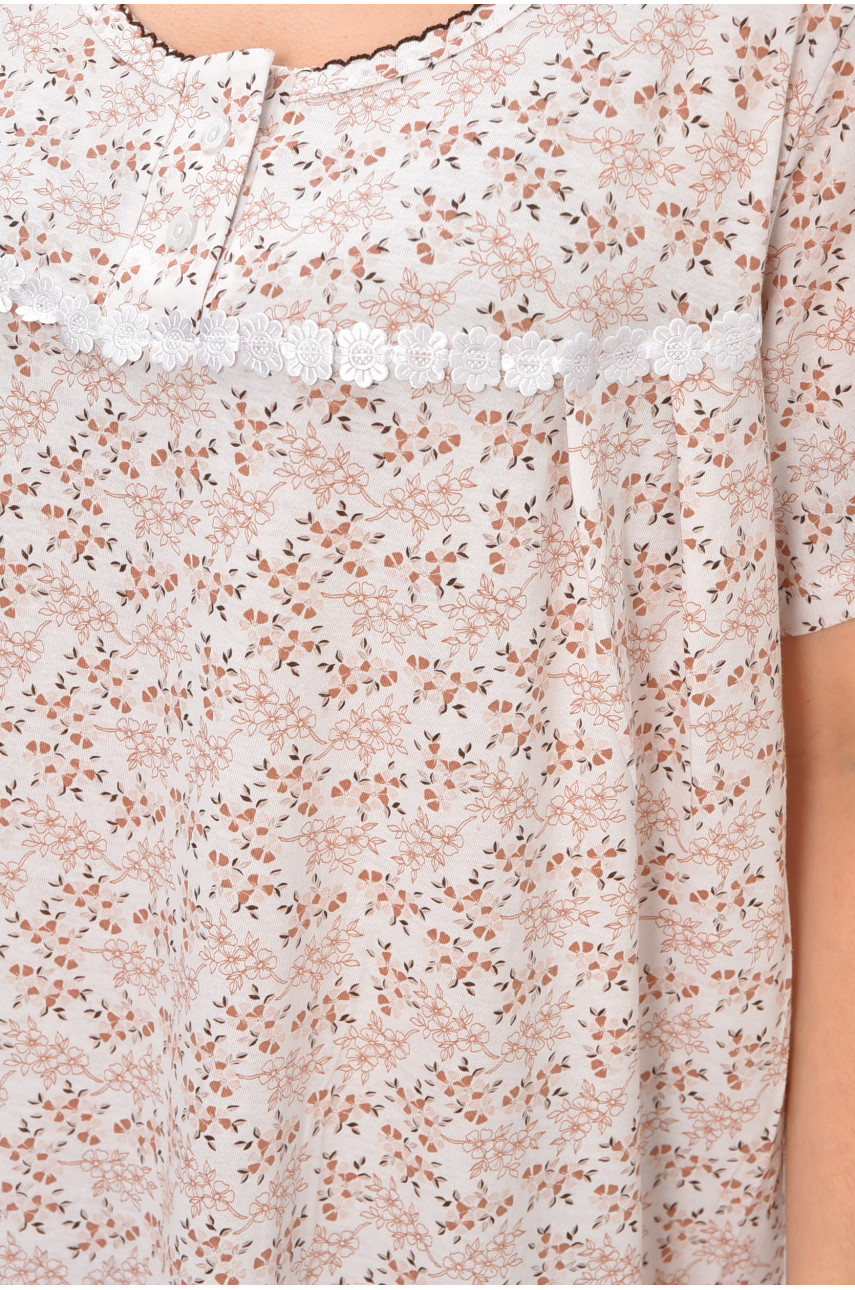 Ночная рубашка женская полубатальная белого цвета с принтом 101 209654 Ночная рубашка женская полубатальная белого цвета с принтом 101 209654