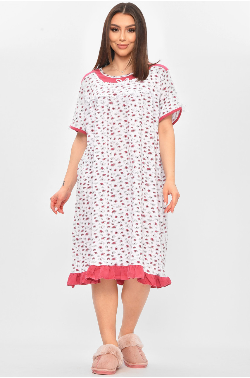 Нічна сорочка жіноча напівбатальна білого кольору з принтом 1017 209656