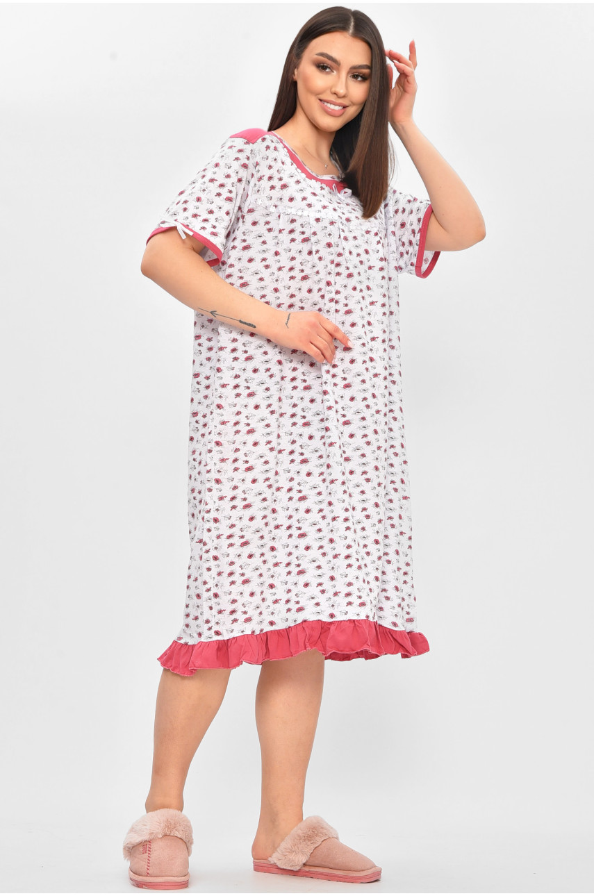 Нічна сорочка жіноча напівбатальна білого кольору з принтом 1017 209656