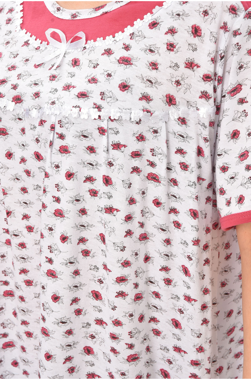 Ночная рубашка женская полубатальная белого цвета с принтом 1017 209656 Ночная рубашка женская полубатальная белого цвета с принтом 1017 209656