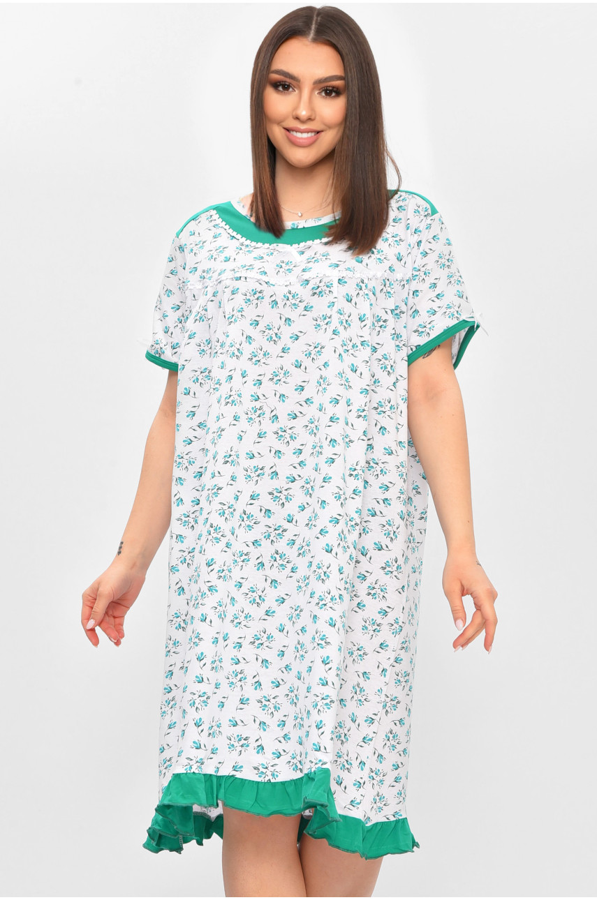 Нічна сорочка жіноча напівбатальна білого кольору з принтом 1017 209657