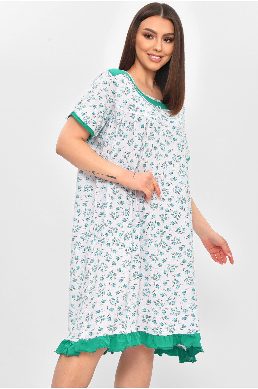 Нічна сорочка жіноча напівбатальна білого кольору з принтом 1017 209657