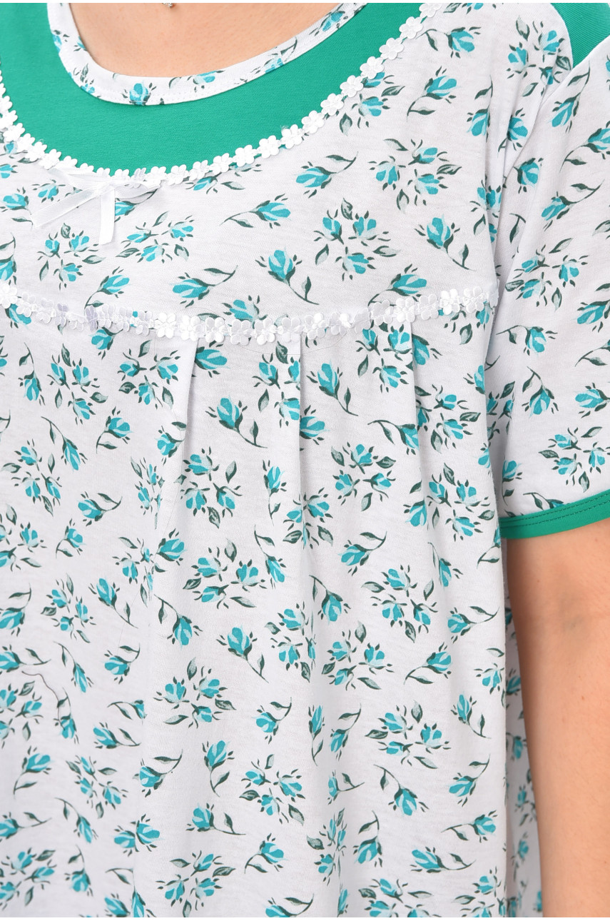 Ночная рубашка женская полубатальная белого цвета с принтом 1017 209657 Ночная рубашка женская полубатальная белого цвета с принтом 1017 209657
