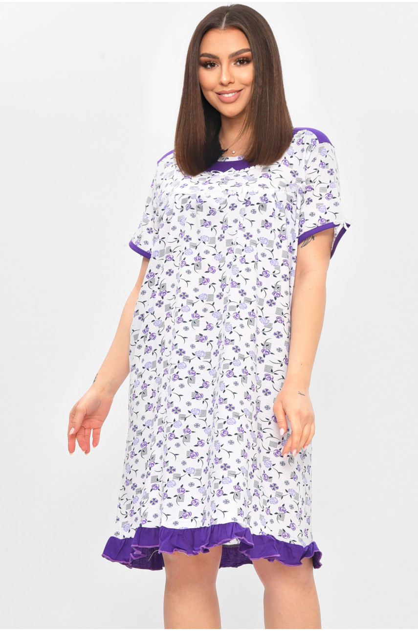 Нічна сорочка жіноча напівбатальна білого кольору з принтом 1017 209658