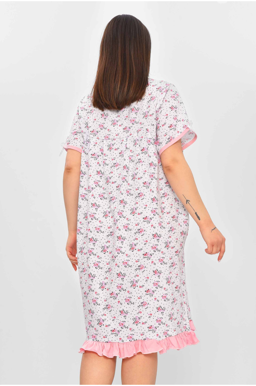 Ночная рубашка женская полубатальная белого цвета с принтом 1017 209659 Ночная рубашка женская полубатальная белого цвета с принтом 1017 209659