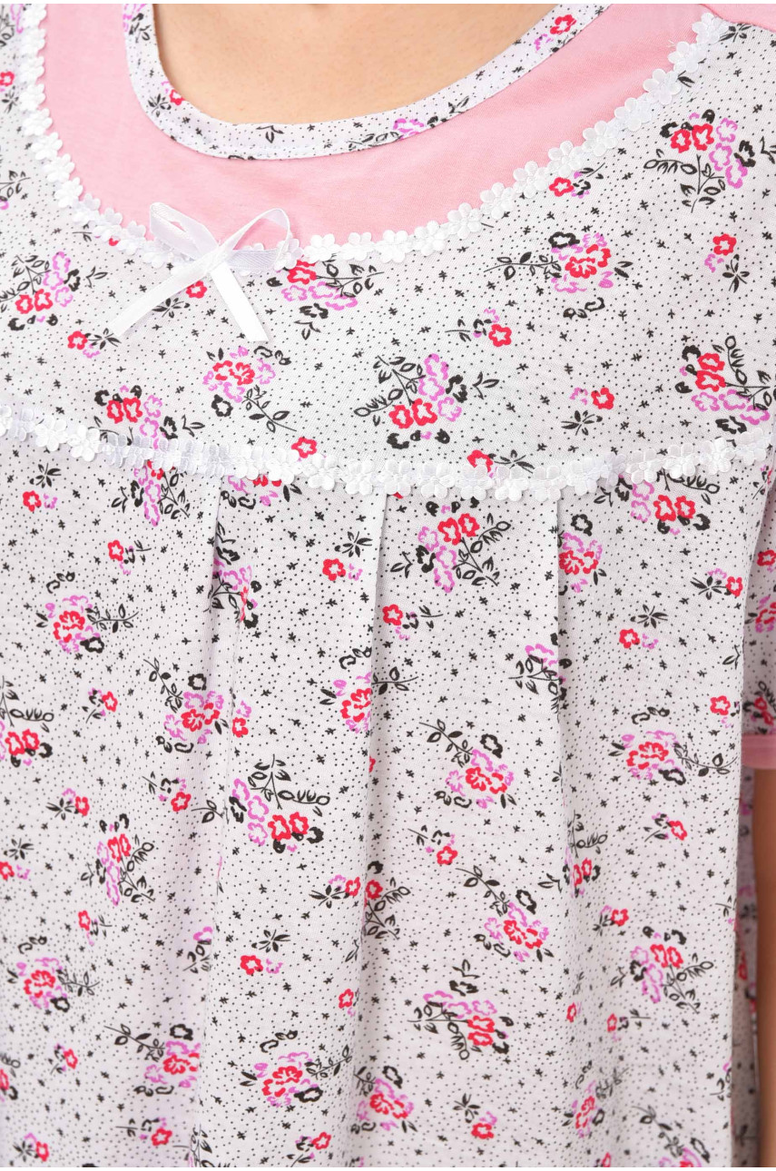 Ночная рубашка женская полубатальная белого цвета с принтом 1017 209659 Ночная рубашка женская полубатальная белого цвета с принтом 1017 209659