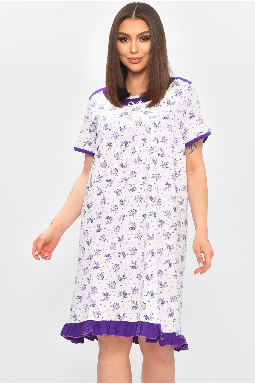 Нічна сорочка жіноча напівбатальна білого кольору з принтом 1017 209660