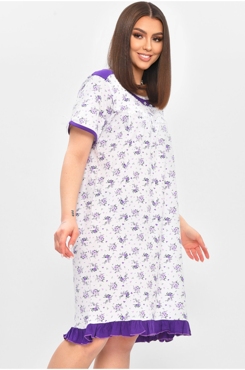 Нічна сорочка жіноча напівбатальна білого кольору з принтом 1017 209660