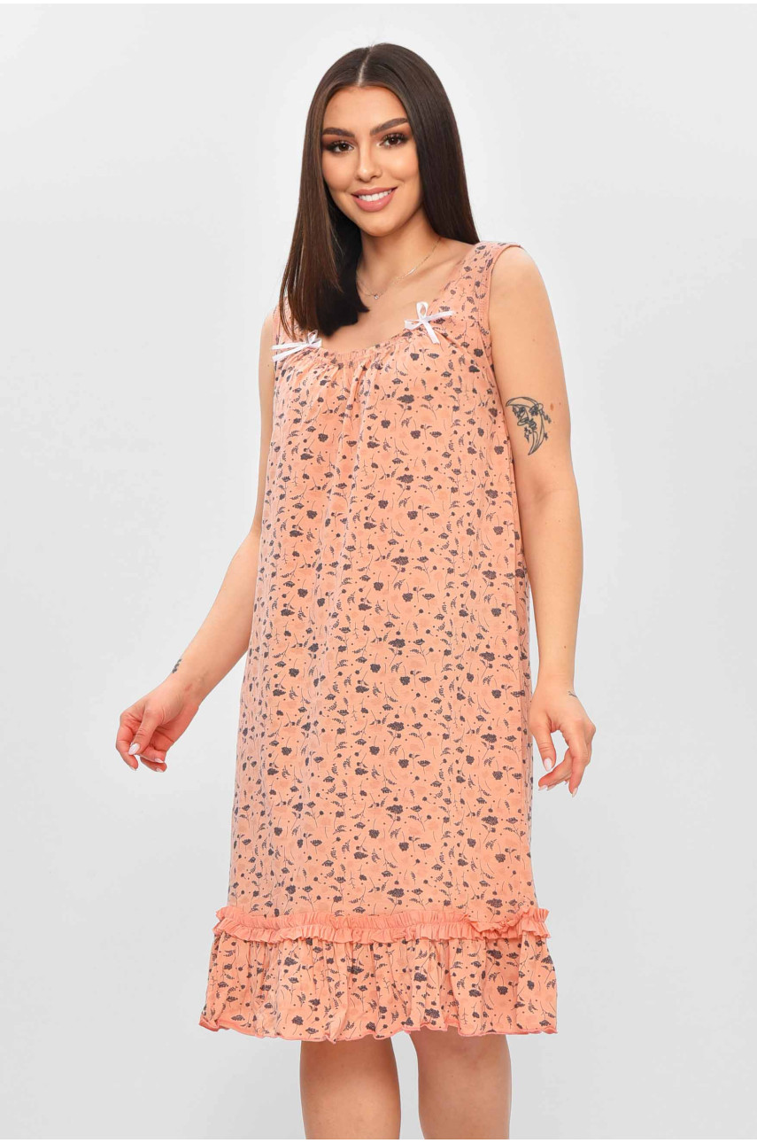 Нічна сорочка жіноча пудрового кольору з принтом 0031 209662