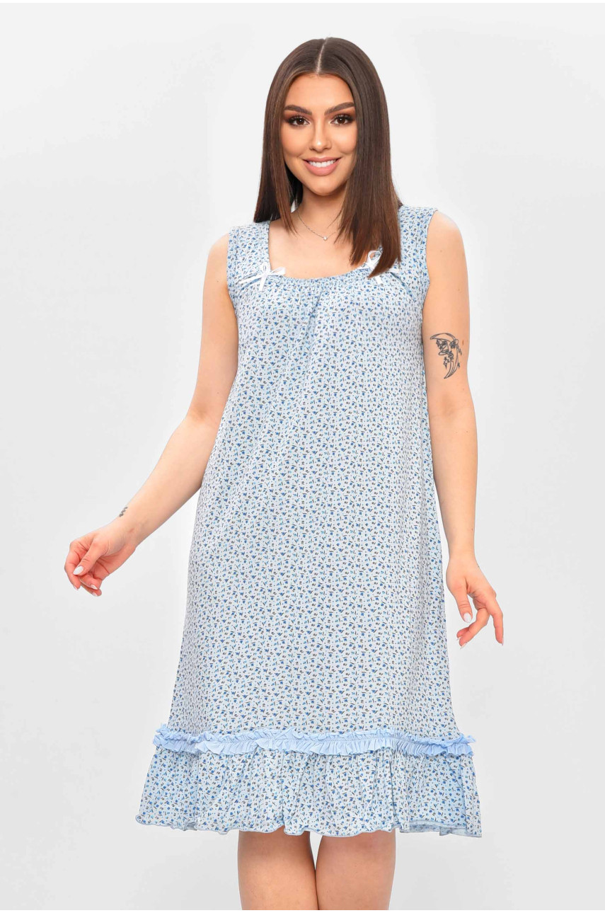 Нічна сорочка жіноча блакитного кольору з принтом 0031 209664