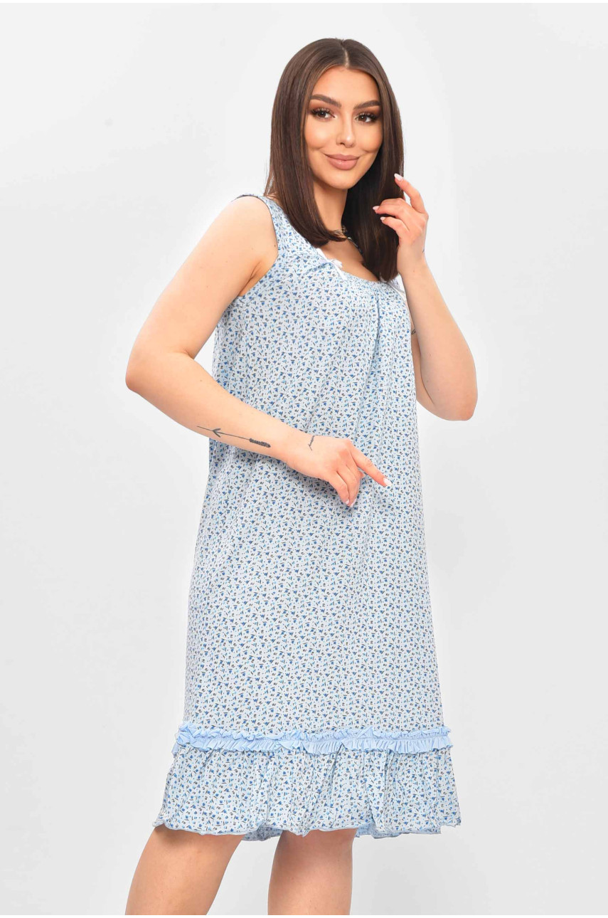 Нічна сорочка жіноча блакитного кольору з принтом 0031 209664