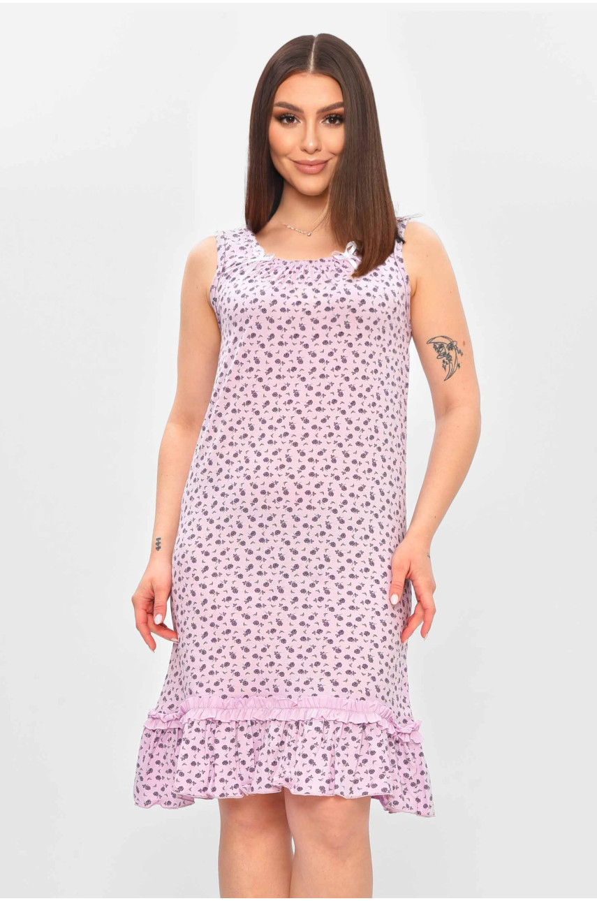 Нічна сорочка жіноча бузкового кольору з принтом 0031 209666