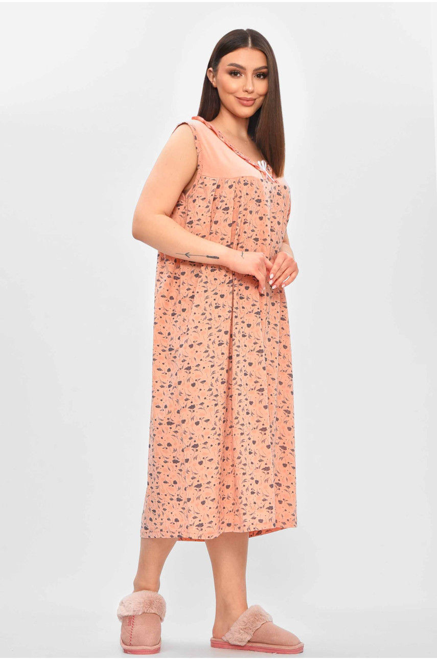 Нічна сорочка жіноча напівбатальна пудрового кольору з принтом 0103 209667