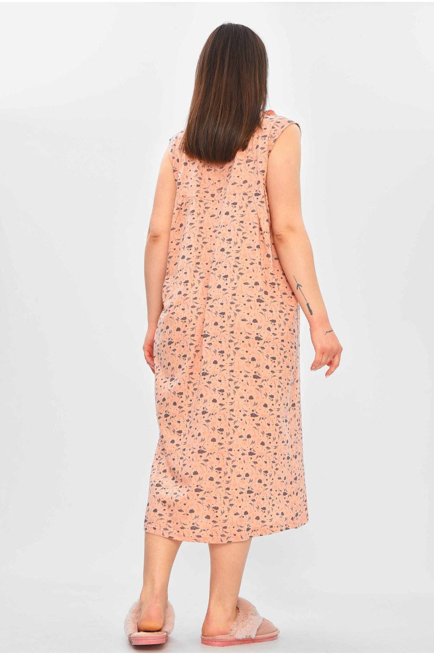 Ночная рубашка женская полубатальная пудрового цвета с принтом 0103 209667 Ночная рубашка женская полубатальная пудрового цвета с принтом 0103 209667