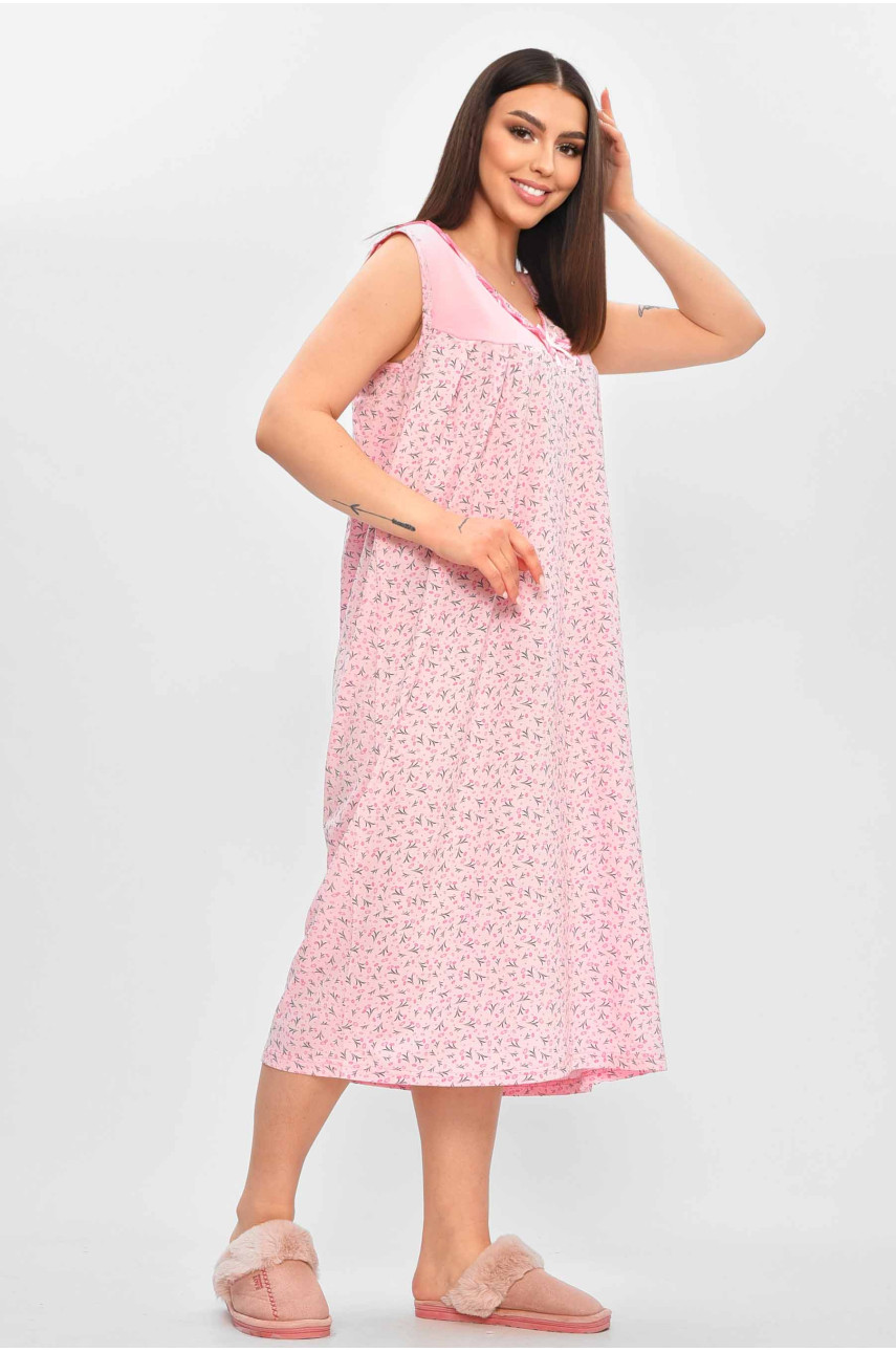 Нічна сорочка жіноча напівбатальна рожевого кольору з принтом 0103 209668