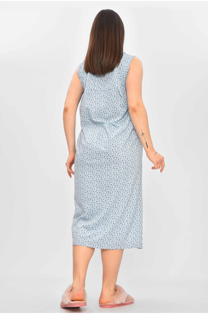 Ночная рубашка женская полубатальная голубого цвета с принтом 0103 209669 Ночная рубашка женская полубатальная голубого цвета с принтом 0103 209669