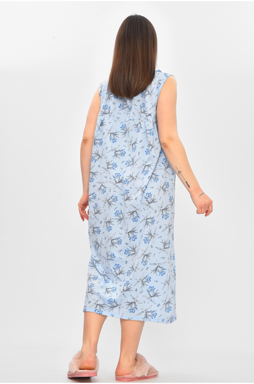 Ночная рубашка женская полубатальная голубого цвета с принтом 0103 209671 Ночная рубашка женская полубатальная голубого цвета с принтом 0103 209671