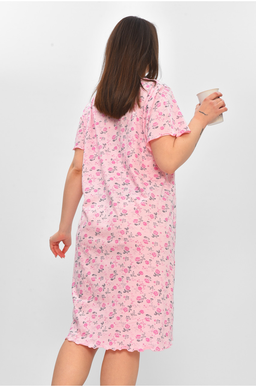 Ночная рубашка женская полубатальная розового цвета с принтом 625 209672 Ночная рубашка женская полубатальная розового цвета с принтом 625 209672