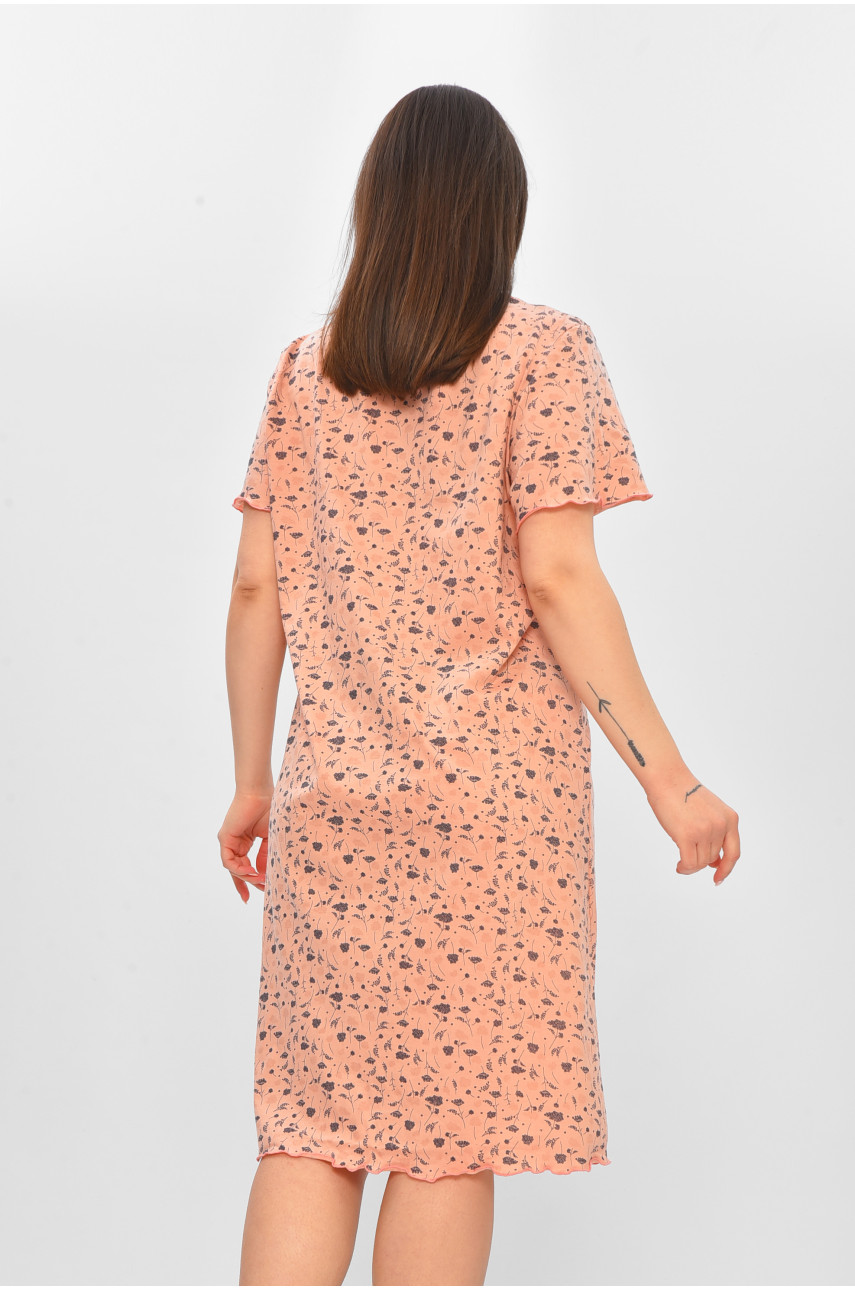 Ночная рубашка женская полубатальная пудрового цвета с принтом 625 209674 Ночная рубашка женская полубатальная пудрового цвета с принтом 625 209674